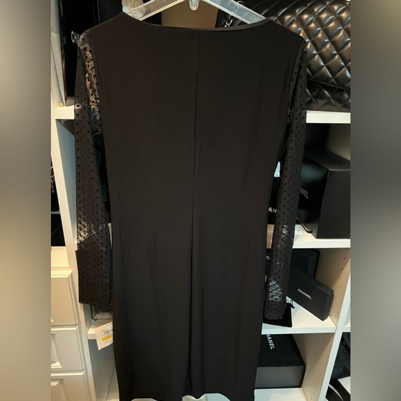NWT Anne Klein Black bateau neck cocktail dress with illusion sleeves Sz10 - Picture 7 of 12